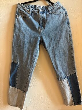 CEROS Light Blue Patchwork Boyfriend Jeans for Women